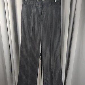 Bogari Black With Gray Pinstripe Silk Blend Pants Size 10 NWOT